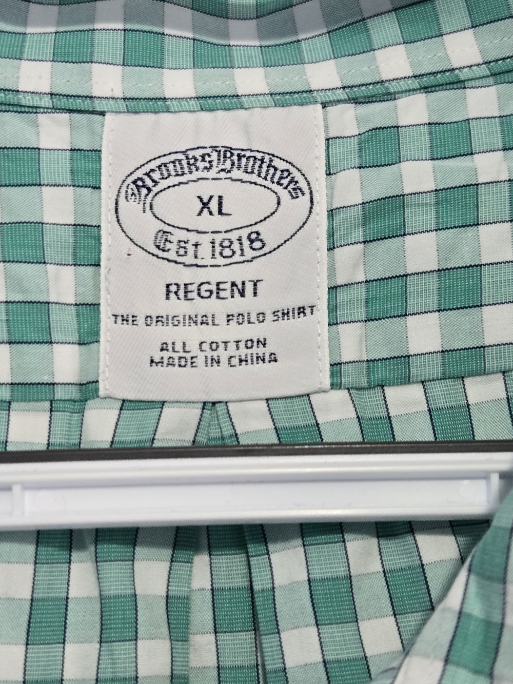 Brooks Brothers Regent Fit Green Gingham Button Down Shirt Mens XL 100% Cotton - Picture 2 of 7